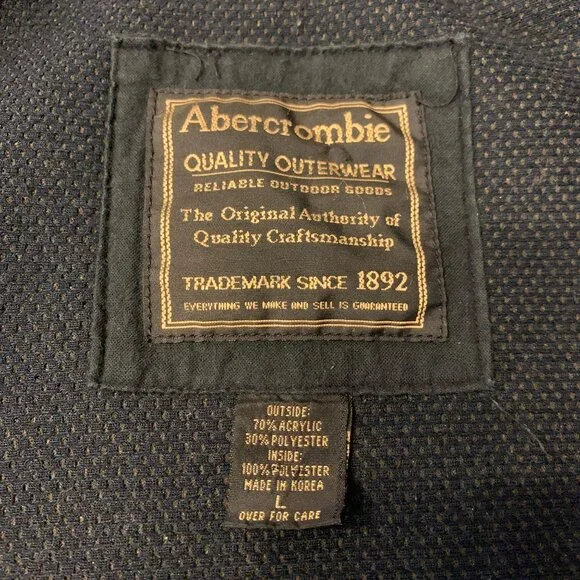 Men's Abercrombie & Fitch Heavy Fleece Lined Full Zip Vest Large Grey Or… - Picture 6 of 7